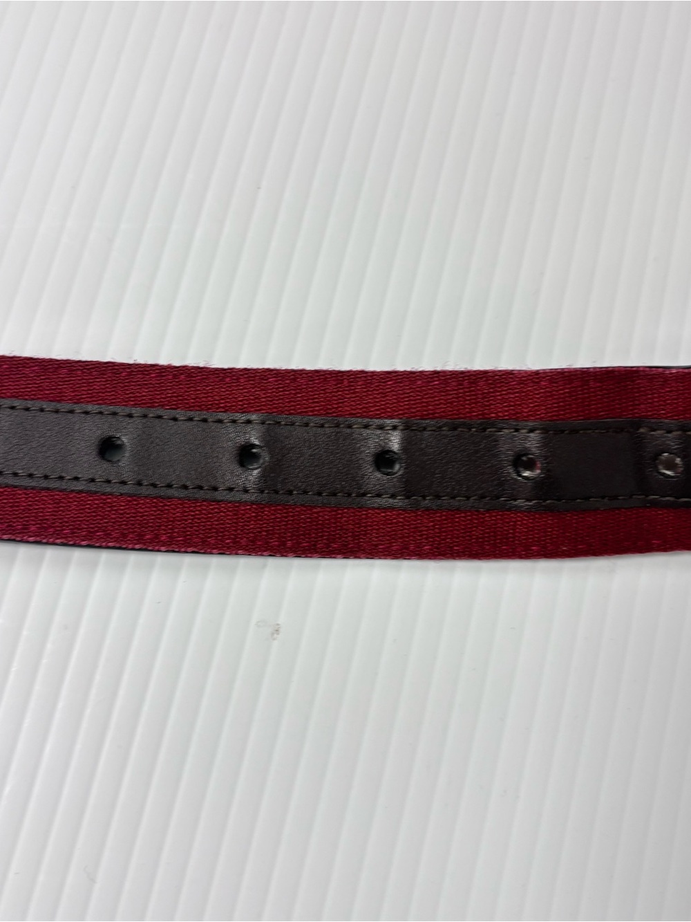 Bally Maroon and Cream Stripe Men’s Belt - Picture 7 of 12